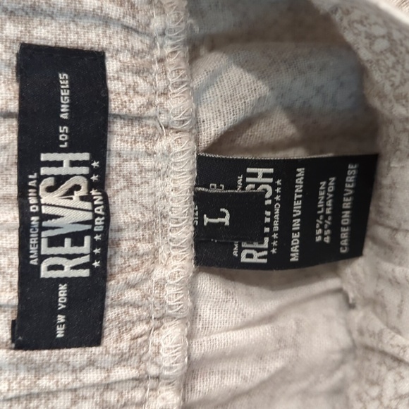 Rewash Reptile Print Pull On Wide Leg Linen Blend Pants Large Raw Hem - Picture 2 of 10